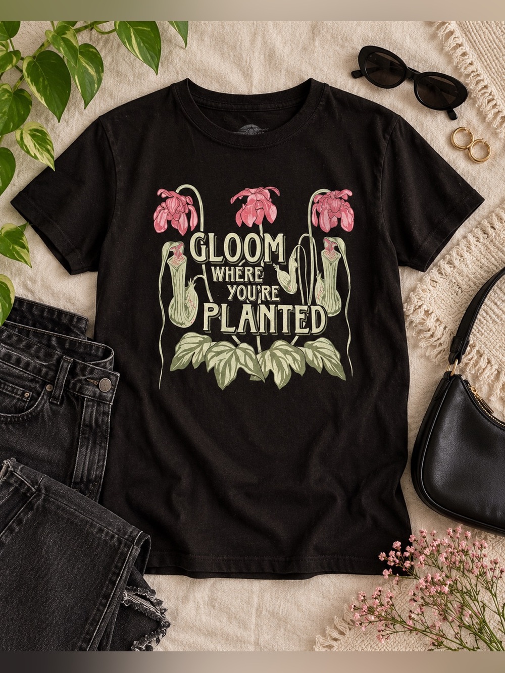 Boredwalk Los Angeles Gloom Where You’re Planted Graphic Tee Black Large